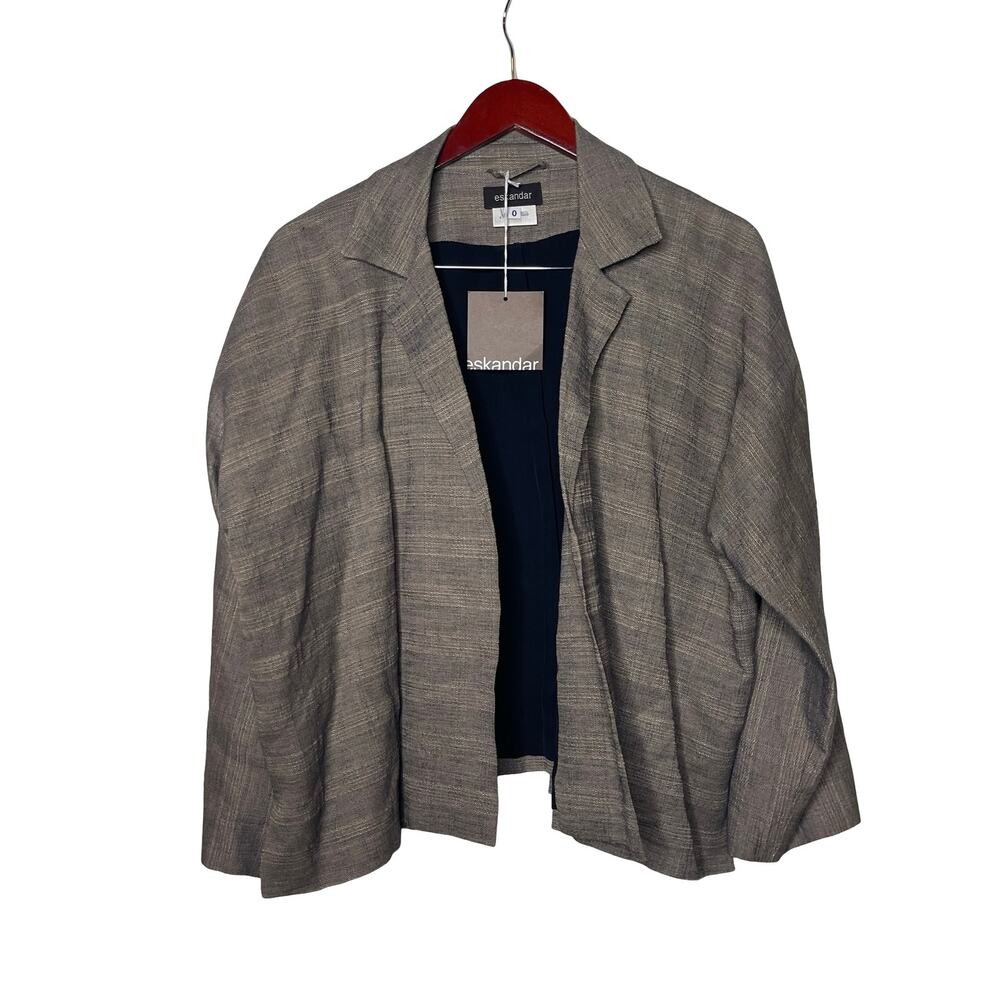 New Eskandar Open collar jacket blazer sz 0 S wool linen blend